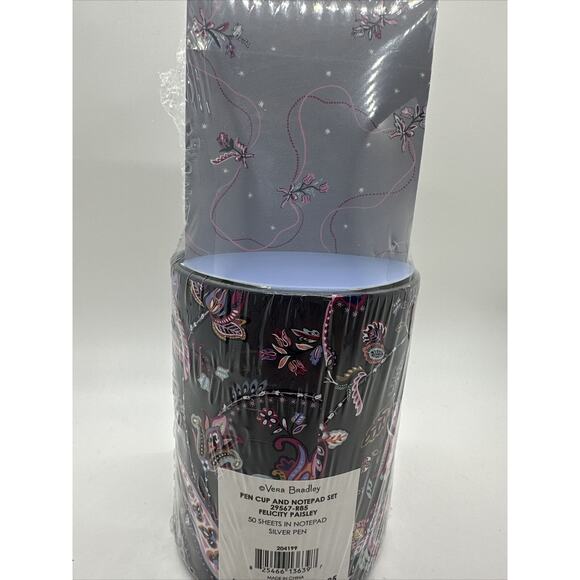 Vera Bradley Pen Cup And Notepad Set In Felicity Paisley NIP - Picture 5 of 5